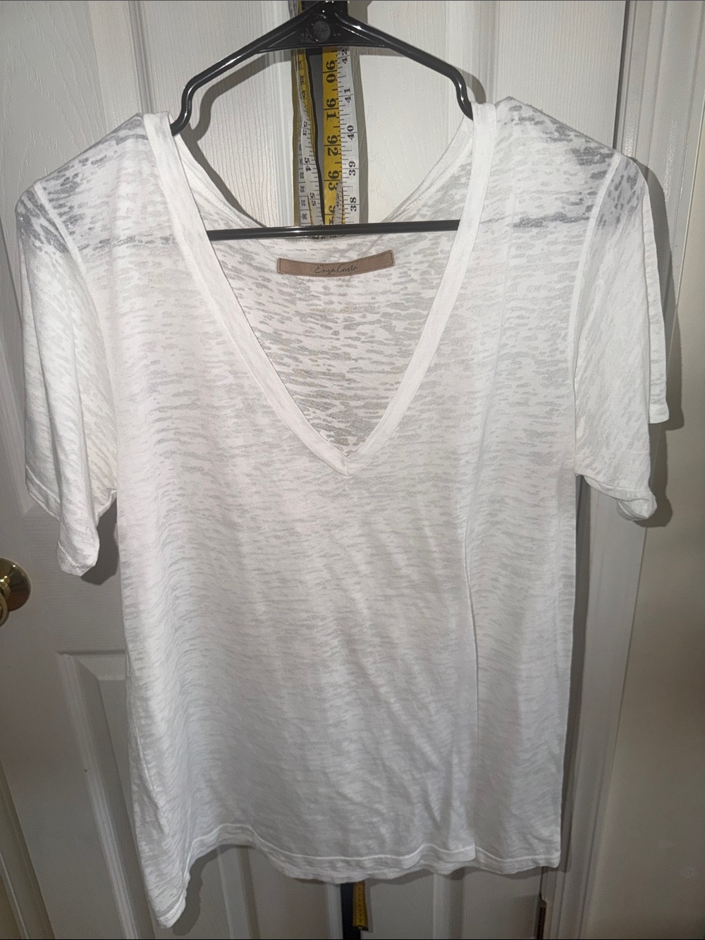 Enza Costa Cream Linen Scoop Neck Top
